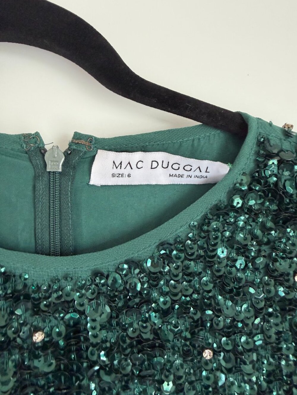 Mac Duggal Emerald Green Embellised Midi Sheath Dress NWT sz 6 - Picture 8 of 8